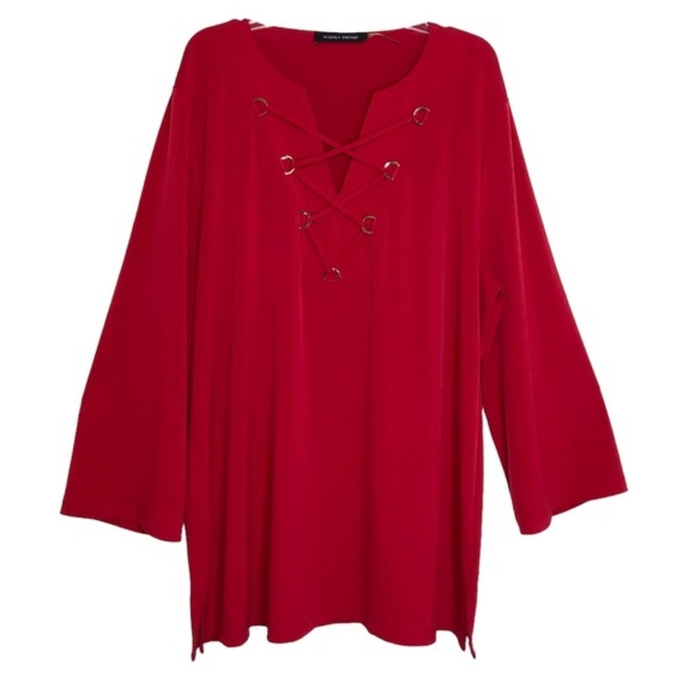 Ivanka Trump Sleek Gorgeous Versatile Red Long Selleve Tunic Top L